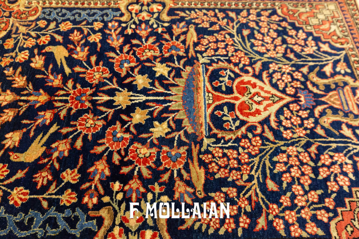 Tappeto Kashan Mohtasham di Seta Colore Blu n°:368173